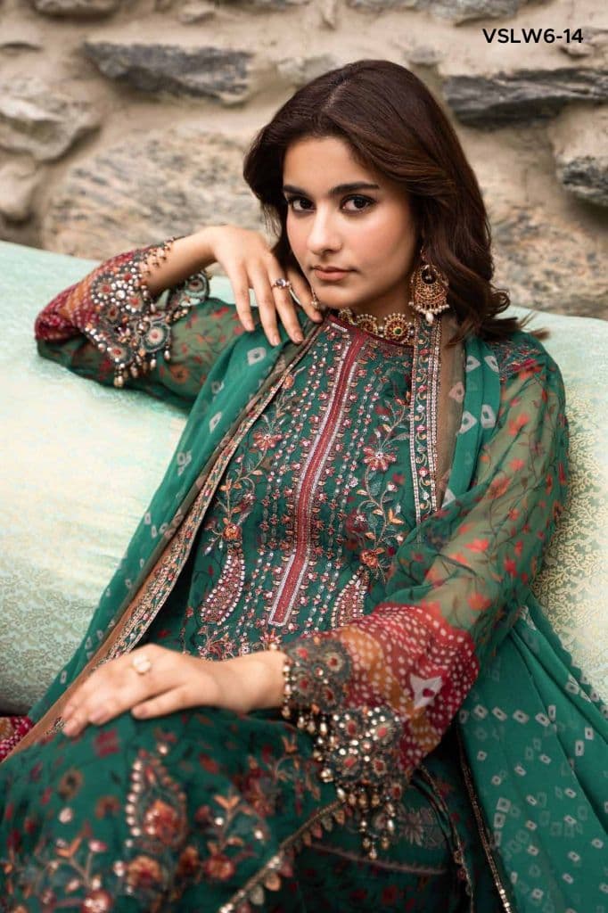 CHARIZMA - Premium Charizma Suit with Embroidered Chiffon Duppata-VLC-3 alternate angle