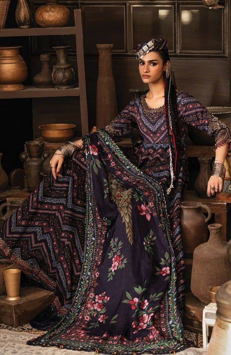 M-PRINTS  - Luxury Printed Lenin Suit With Printed Silk Dupata-7B