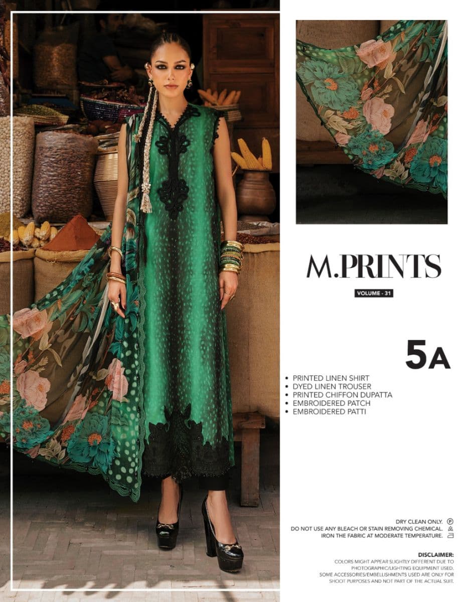 M PRINTS  - Luxury Printed Lenin Suit With Printed Silk Dupata-5A
