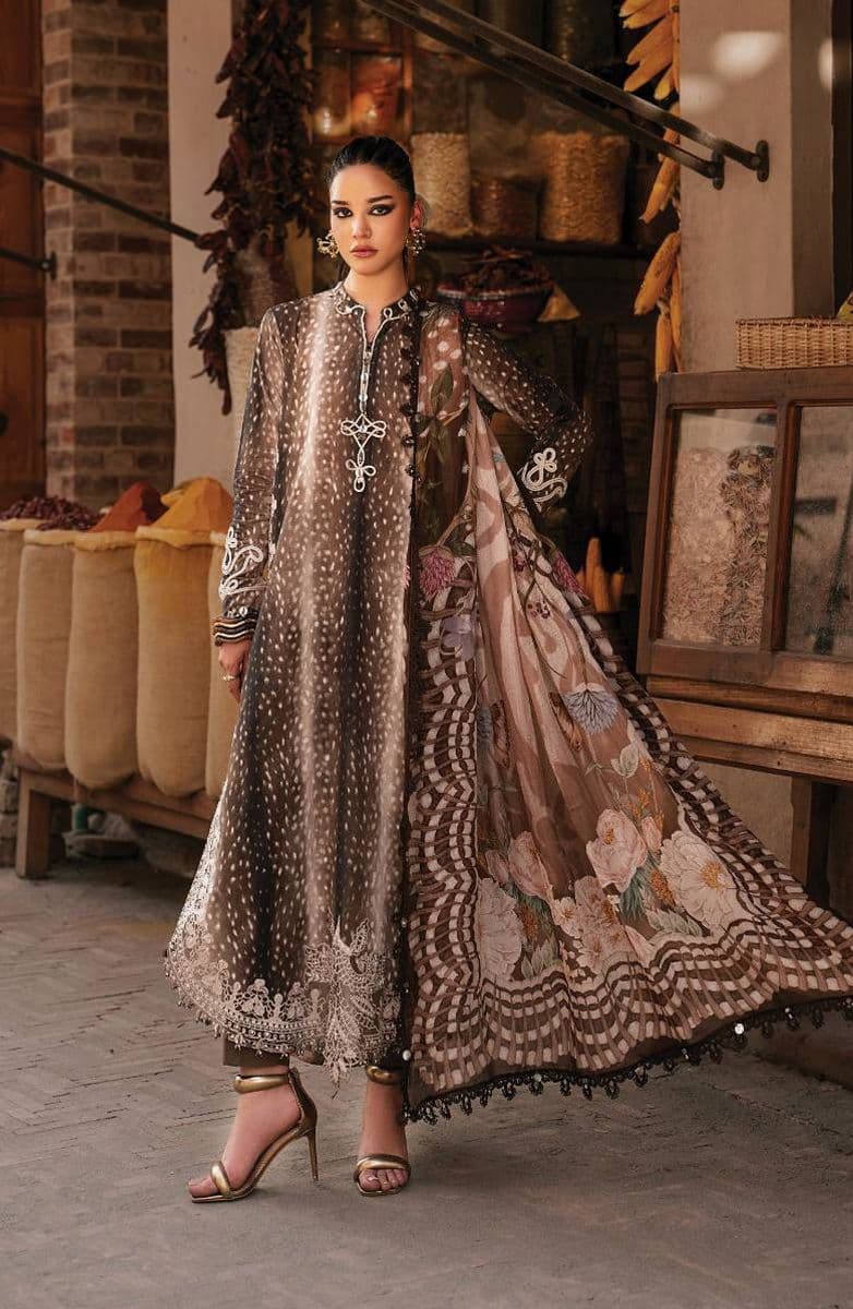 M-PRINTS  - Luxury Printed Lenin Suit With Printed Silk Dupata-5B alternate angle