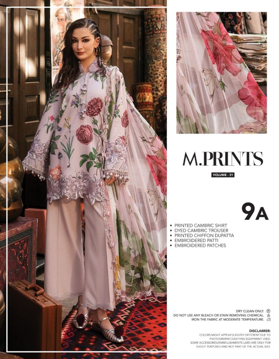 M PRINTS  - Luxury Printed Lenin Suit With Printed Silk Dupata-9A