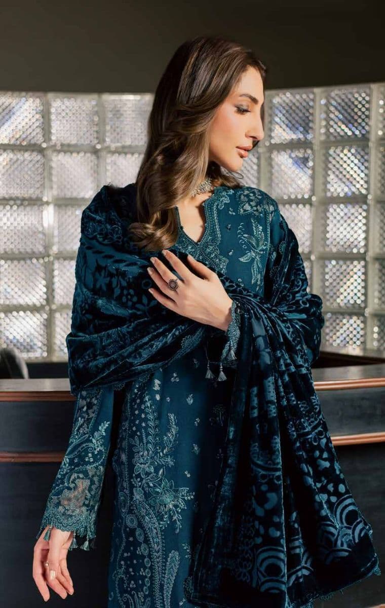 Nureh - Nureh - Exclusive Embroidered Peach Leather Collection Vol 3 Unstitched