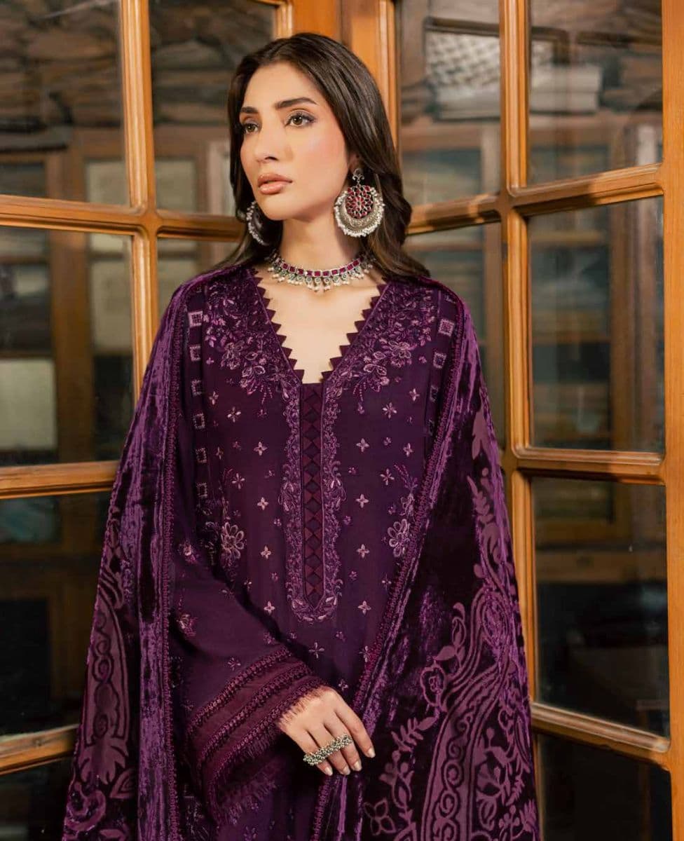 Nureh - Nureh - Exclusive Embroidered Peach Leather Collection Vol 3 - Unstitched alternate angle