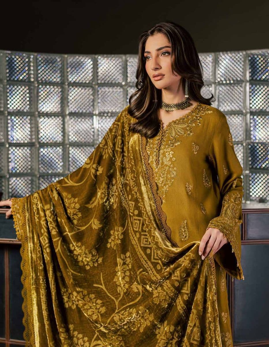 Nureh - Nureh - Exclusive Embroidered Peach Leather Collection Vol 3 - Unstitched alternate angle