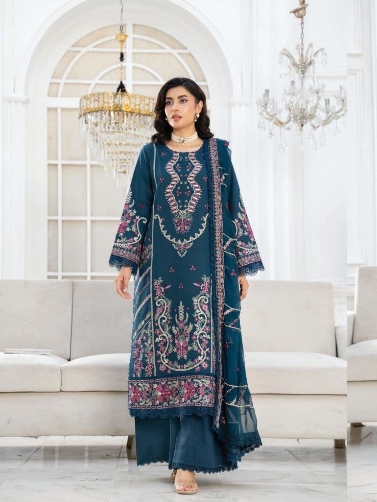 Johra Narmeen - Embroidered Resham karandi with Embroidered Bamber Chiffon Duppata JW-086 thumbnail 3