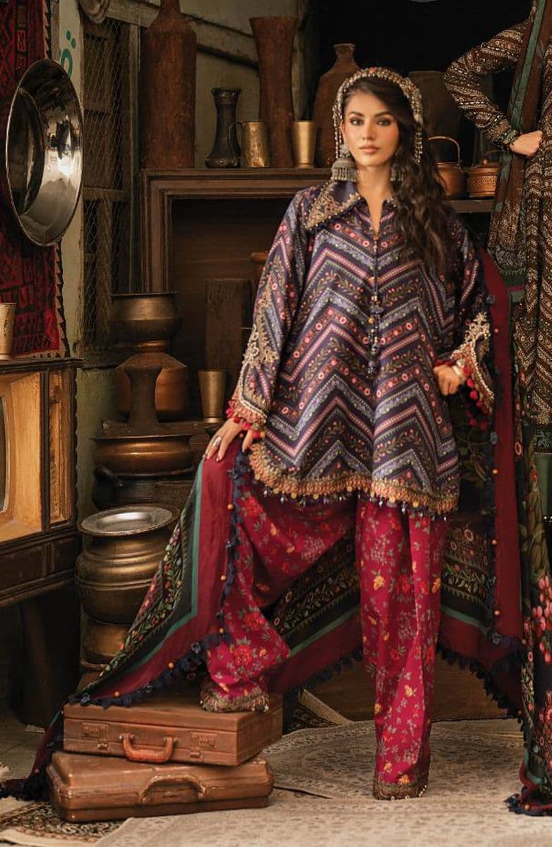 M-PRINTS  - Luxury Printed Lenin Suit With Printed Silk Dupata-7B alternate angle