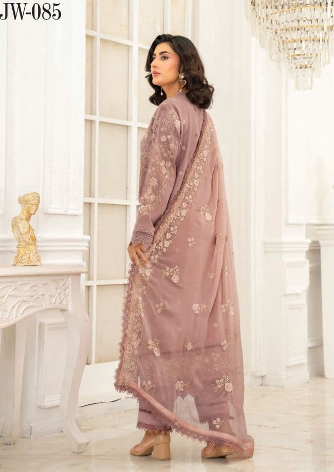 JORAH - Johra Narmeen - Embroidered Resham karandi with Embroidered Bamber Chiffon Duppata JW-085 alternate angle