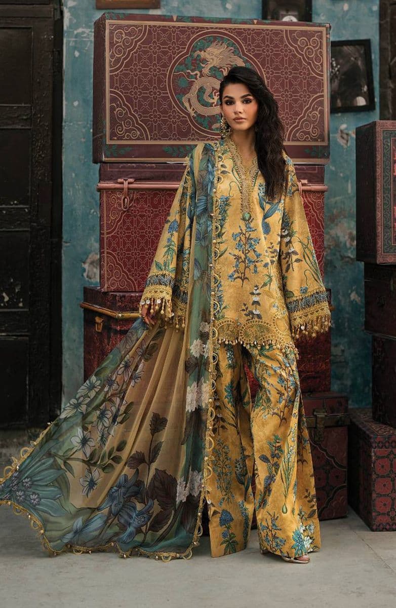 M-PRINTS  - Luxury Printed Lenin Suit With Printed Silk Dupata-6A alternate angle
