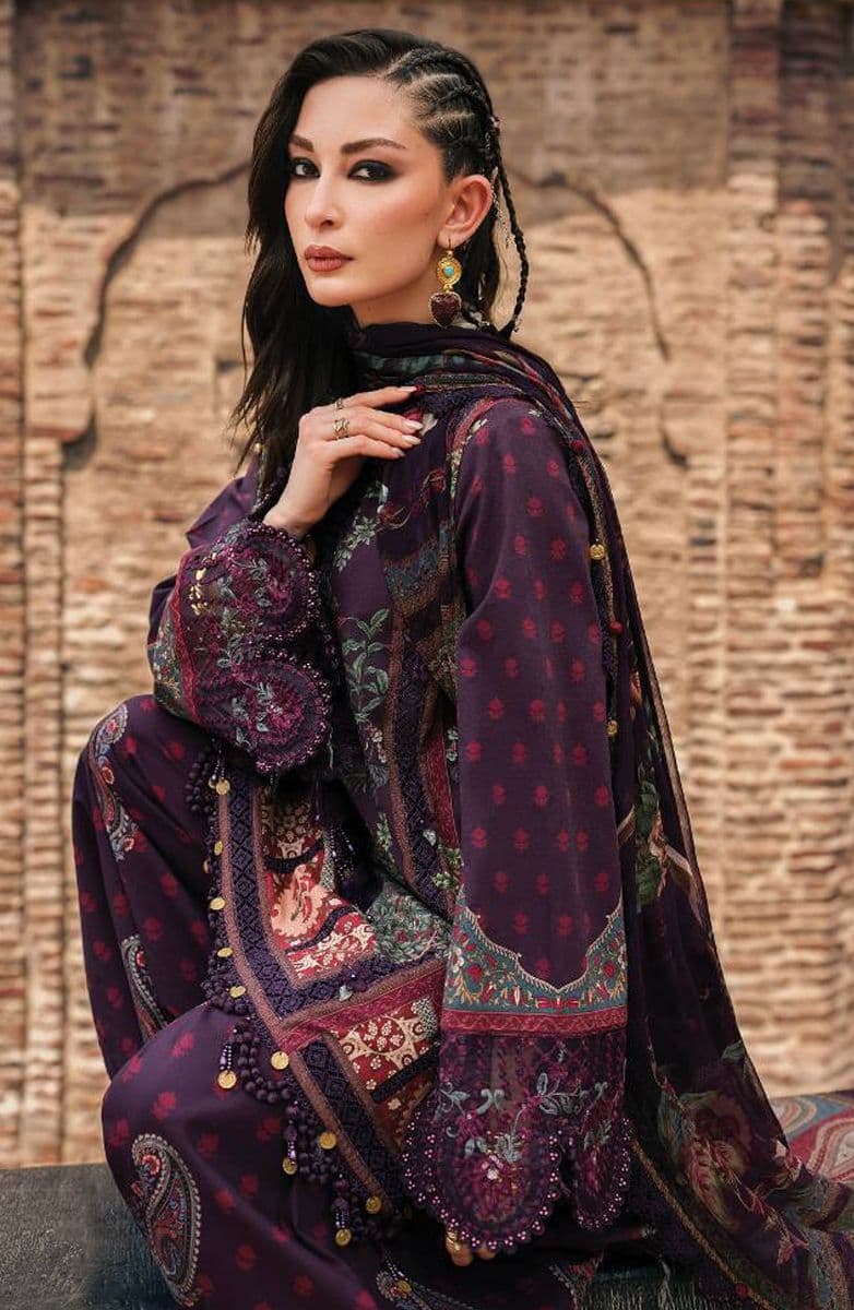 M-PRINTS  - Luxury Printed Lenin Suit With Printed Silk Dupata-2B