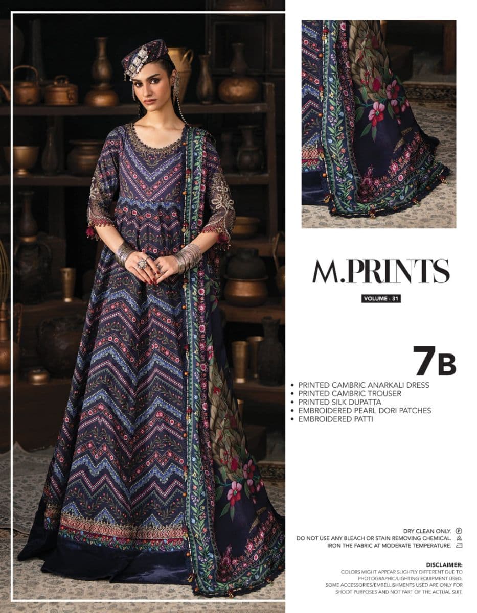 M PRINTS  - Luxury Printed Lenin Suit With Printed Silk Dupata-7B