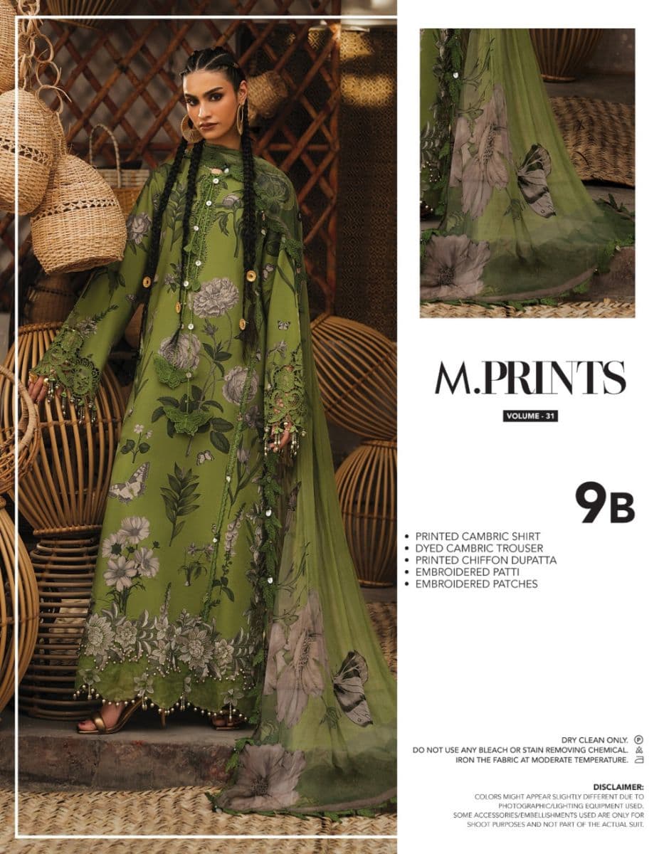M PRINTS  - Luxury Printed Lenin Suit With Printed Silk Dupata-9B