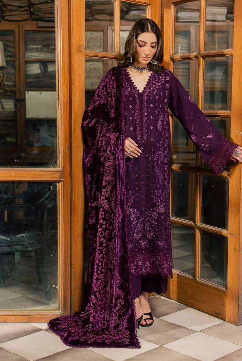 Nureh - Nureh - Exclusive Embroidered Peach Leather Collection Vol 3 - Unstitched