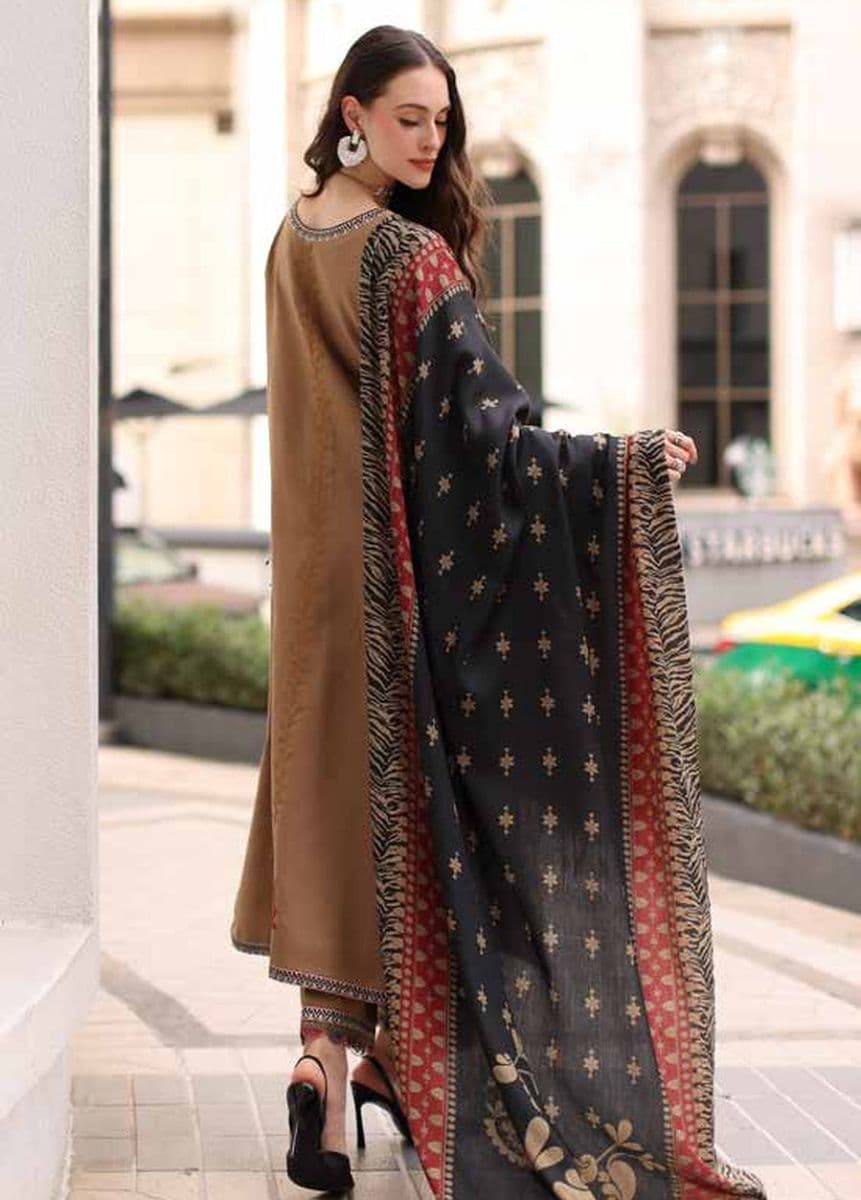 CHARIZMA - Poshima by Charizma Unstitched Embroidered Leather Peach 3 Piece Suit-CP4 alternate angle