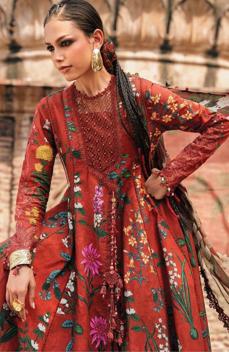 M-PRINTS  - Luxury Printed Lenin Suit With Printed Silk Dupata-6B