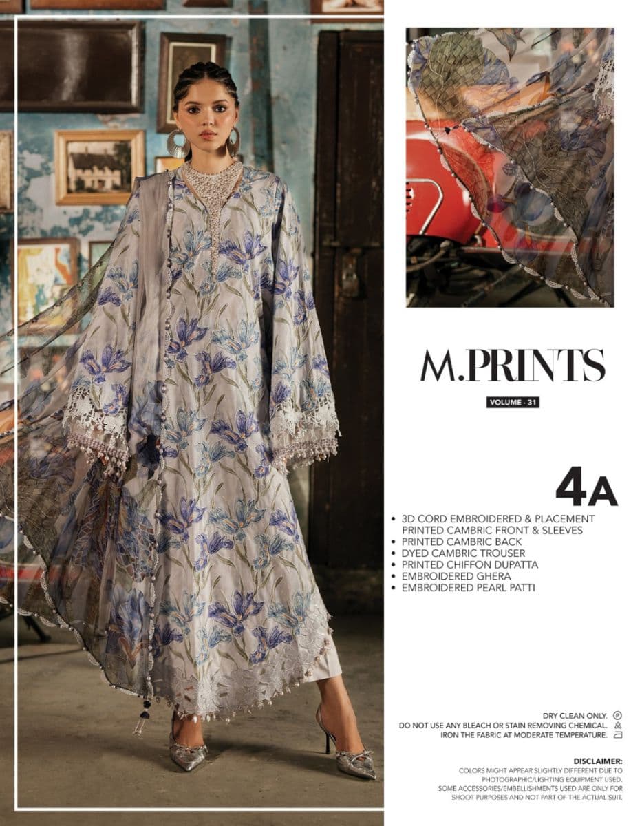 M PRINTS  - Luxury Printed Lenin Suit With Printed Silk Dupata-4A