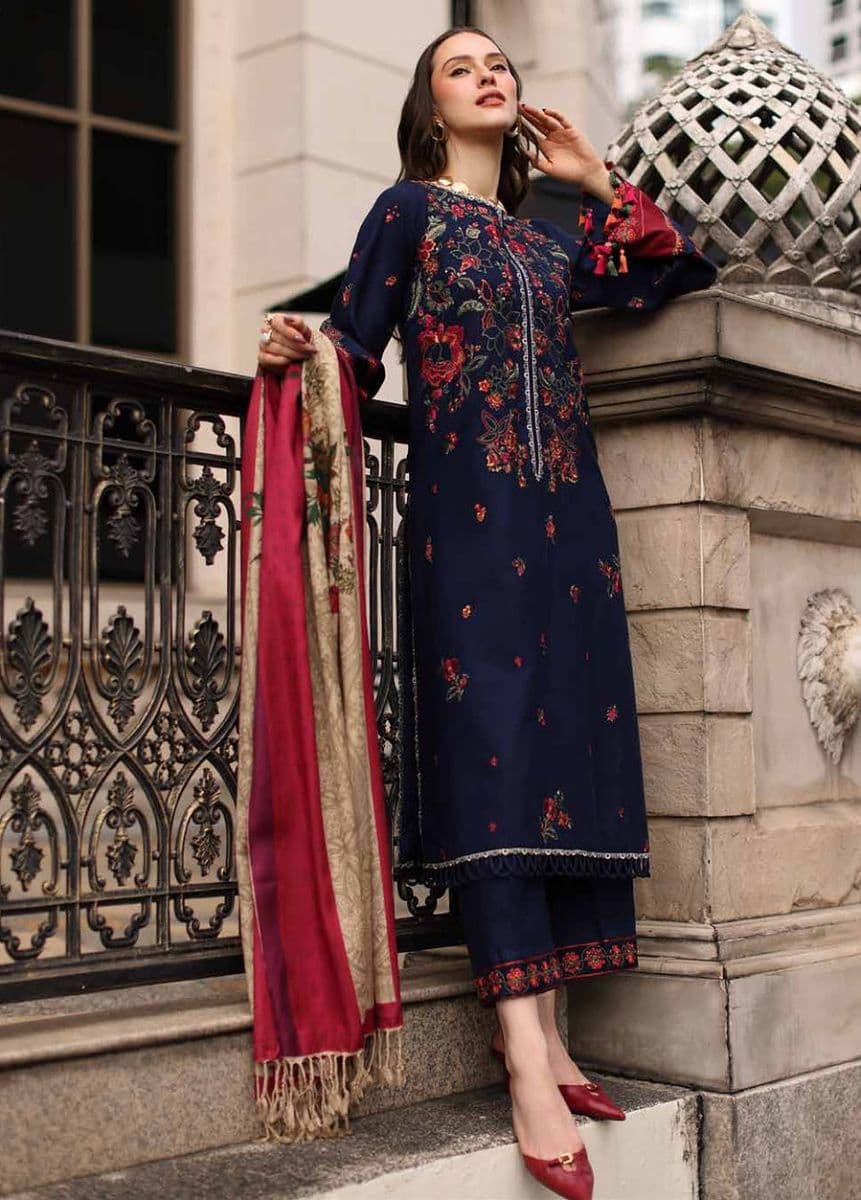 CHARIZMA - Poshima by Charizma Unstitched Embroidered Leather Peach 3 Piece Suit-CP6 alternate angle
