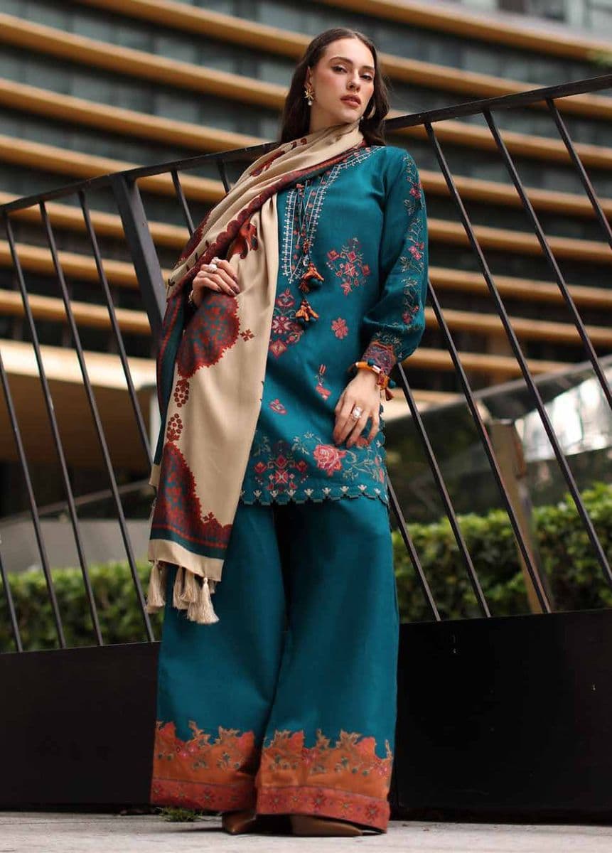 CHARIZMA - Poshima by Charizma Unstitched Embroidered Leather Peach 3 Piece Suit-CP7