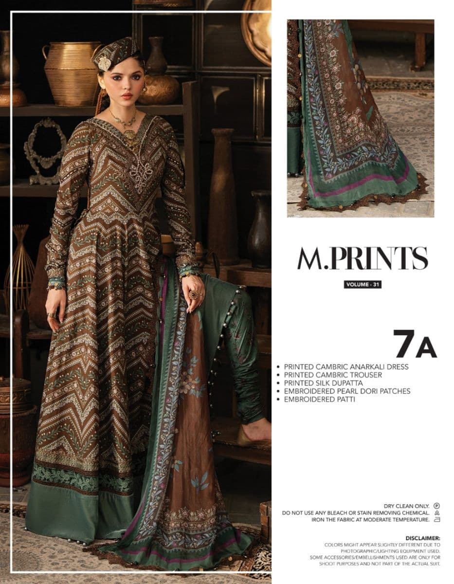 M PRINTS  - Luxury Printed Lenin Suit With Printed Silk Dupata-7A