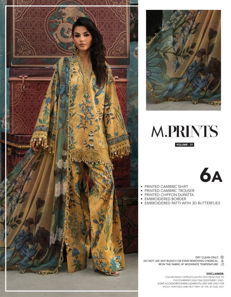 M PRINTS  - Luxury Printed Lenin Suit With Printed Silk Dupata-6A