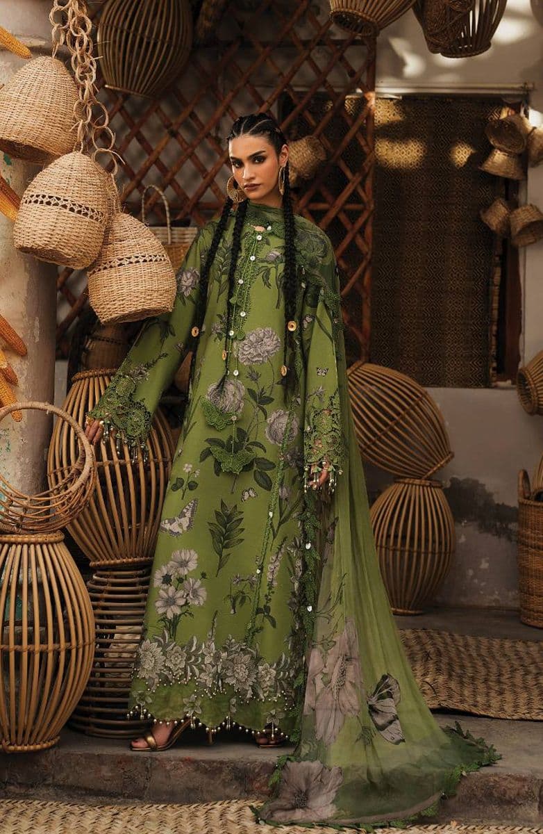 M-PRINTS  - Luxury Printed Lenin Suit With Printed Silk Dupata-9B alternate angle