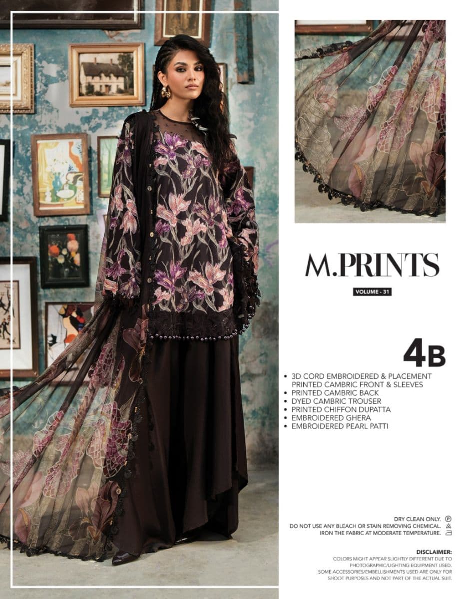 M PRINTS  - Luxury Printed Lenin Suit With Printed Silk Dupata-4B