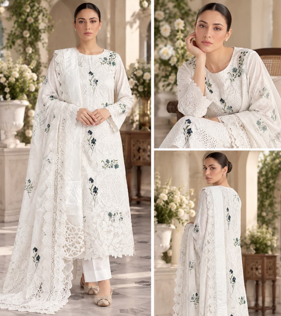 M-PRINTS  - Luxury Printed Lenin Suit With Printed Silk Dupata-10B