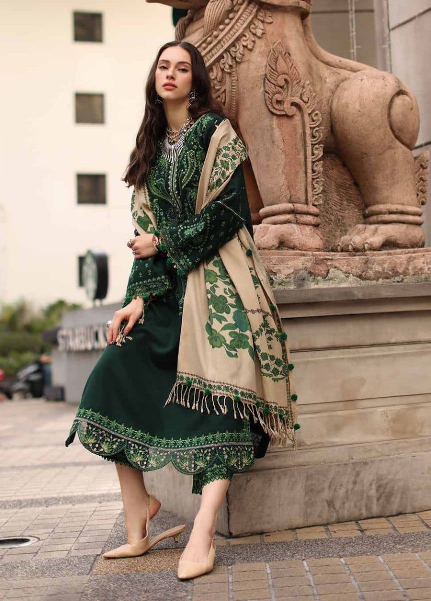 CHARIZMA - Poshima by Charizma Unstitched Embroidered Leather Peach 3 Piece Suit-CP9