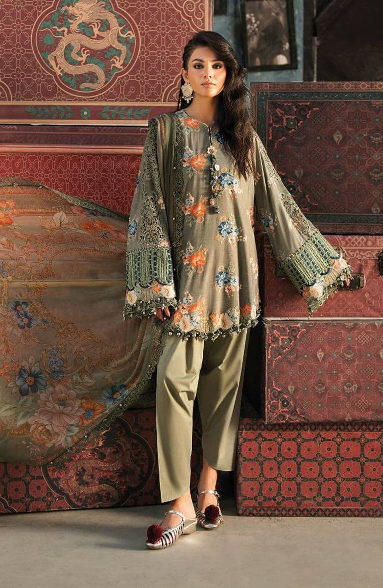 M-PRINTS  - Luxury Printed Lenin Suit With Printed Silk Dupata-3A alternate angle