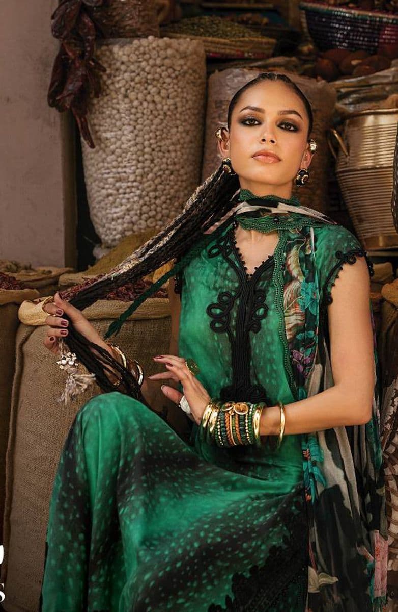 M-PRINTS  - Luxury Printed Lenin Suit With Printed Silk Dupata-5A