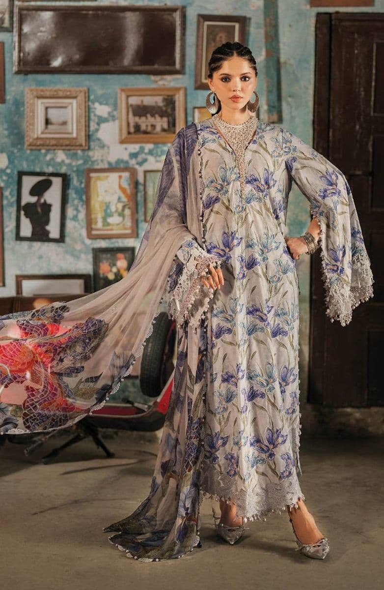 M-PRINTS  - Luxury Printed Lenin Suit With Printed Silk Dupata-4A alternate angle