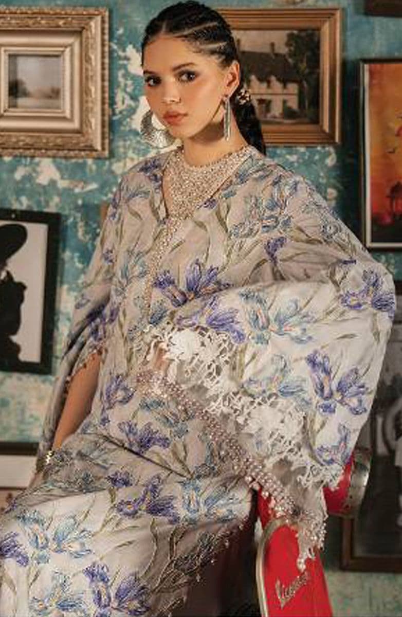 M-PRINTS  - Luxury Printed Lenin Suit With Printed Silk Dupata-4A
