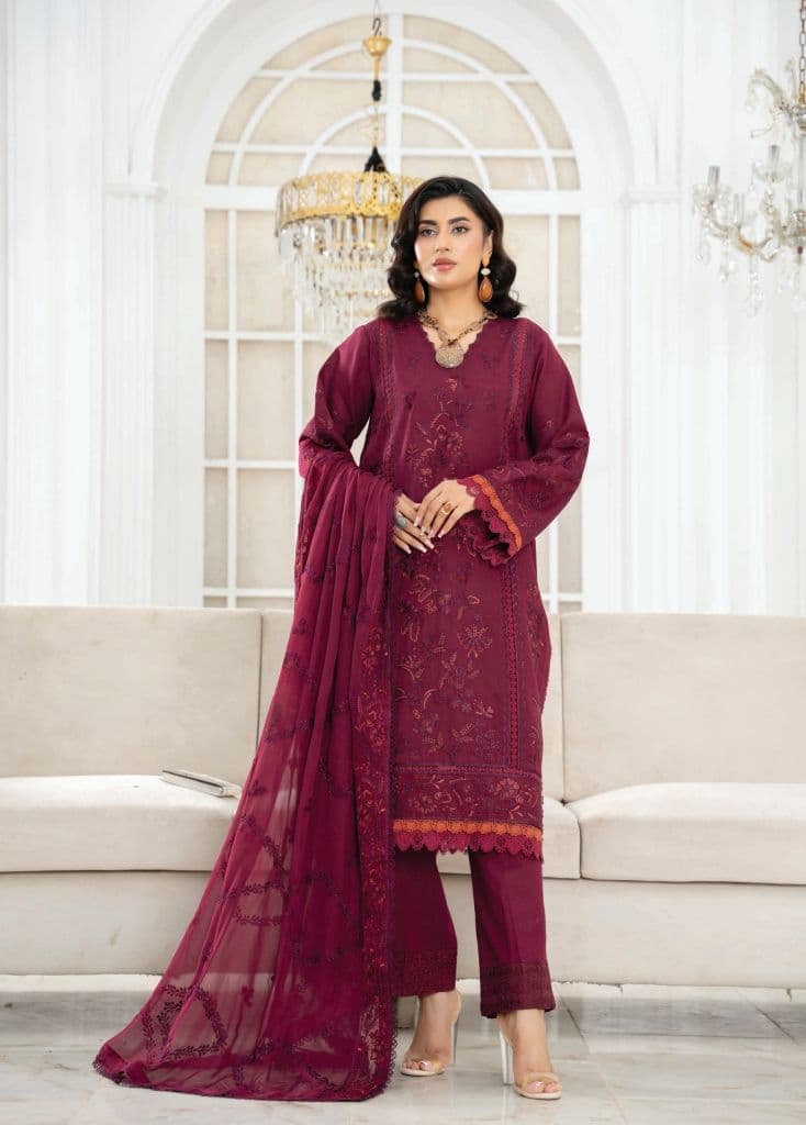 Johra Narmeen - Embroidered Resham karandi with Embroidered Bamber Chiffon Duppata JW-088 thumbnail 3