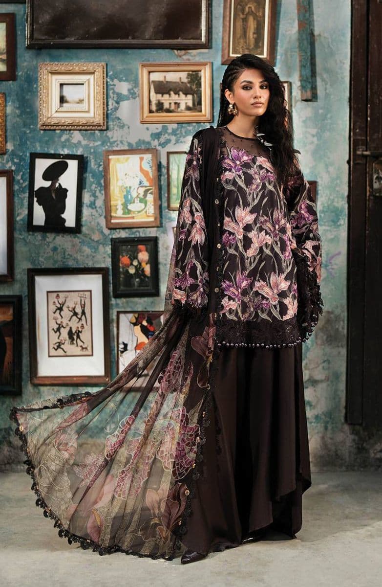 M-PRINTS  - Luxury Printed Lenin Suit With Printed Silk Dupata-4B
