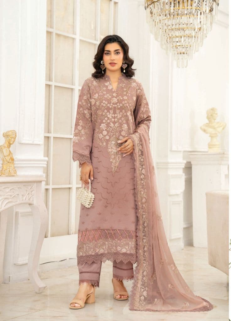 JORAH - Johra Narmeen - Embroidered Resham karandi with Embroidered Bamber Chiffon Duppata JW-085 (Photo 3)