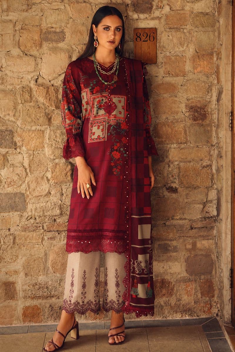CHARIZMA - 3-PC Unstitched Embroidered Linen Collection-CC2 (Photo 1)