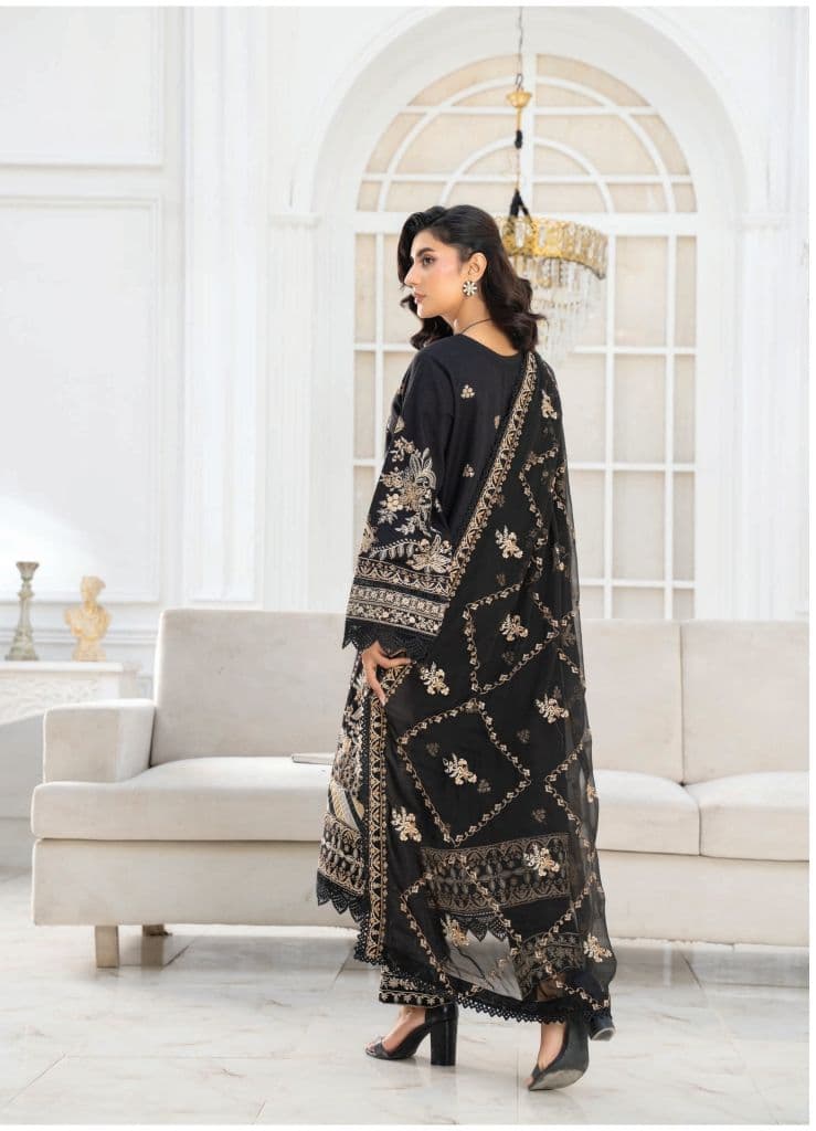 JORAH - Johra Narmeen - Embroidered Resham karandi with Embroidered Bamber Chiffon Duppata JW-084 (Photo 3)