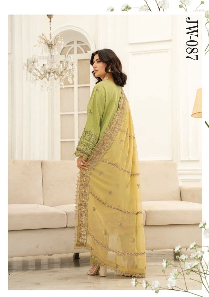 JORAH - Johra Narmeen - Embroidered Resham karandi with Embroidered Bamber Chiffon Duppata JW-087 (Photo 3)