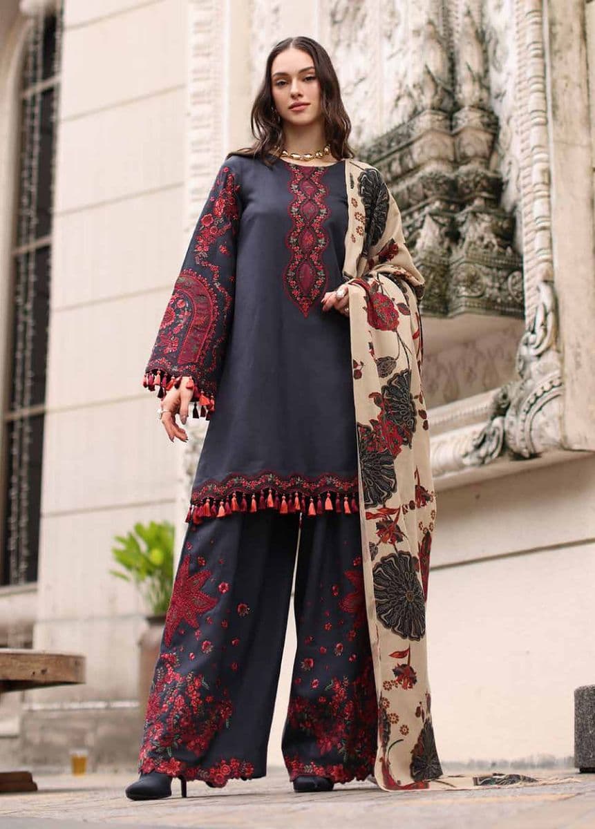 CHARIZMA - Poshima by Charizma Unstitched Embroidered Leather Peach 3 Piece Suit-CP1 (Photo 1)