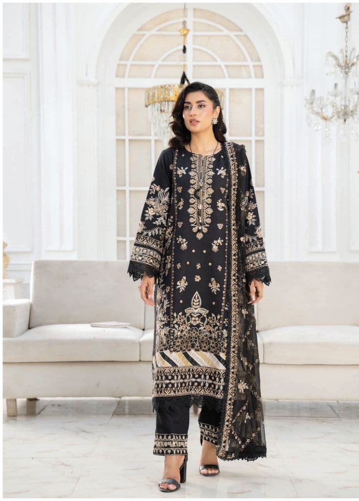 JORAH - Johra Narmeen - Embroidered Resham karandi with Embroidered Bamber Chiffon Duppata JW-084 (Photo 2)